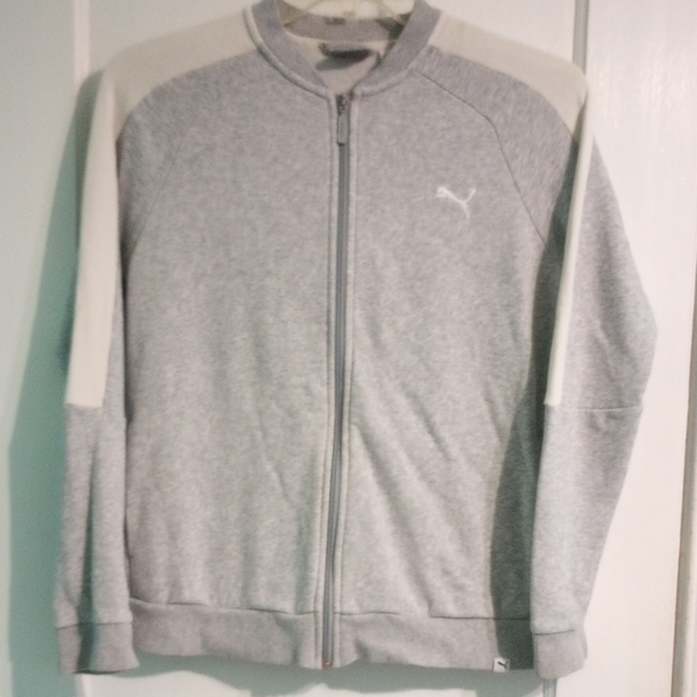 Puma Gray and White Zip-Up Jacket